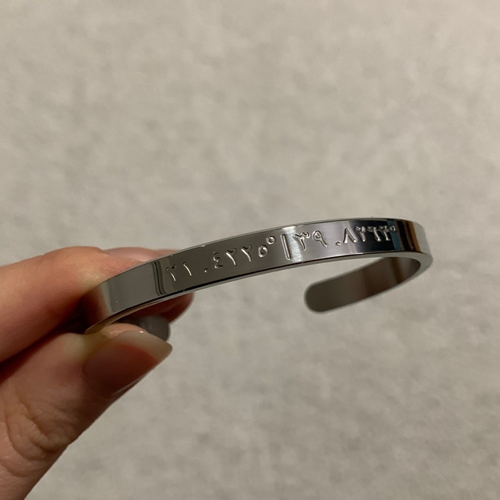 Nominal Men’s Silver Bracelets with Kaaba Coordinates